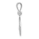 14K White Gold Claddagh Charm with Polished Finish Men's Classic Design